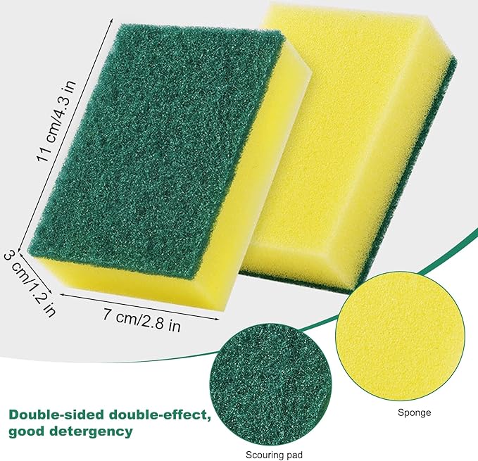 Individually Wrapped Sponges, Kitchen Dishwashing Sponge Bulk, Non Scratch Dishes Scouring Pad Dishcloth, Odor-Free Sponge Wipes for Household Cleaning Dishes Travel Apartments (50 Pack)