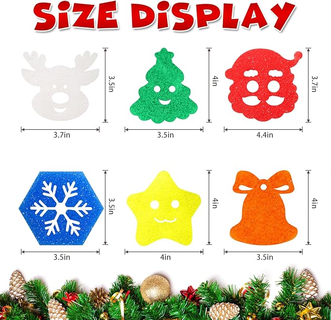 12 Pack Christmas Sponges Christmas Kitchen Decor Christmas Cleaning Sponges Cute Kitchen Scrub Sponges Christmas Tree Non Scratch Temperature Sensitive Scrubbing,Dish Pots and Pans Dishwashing.