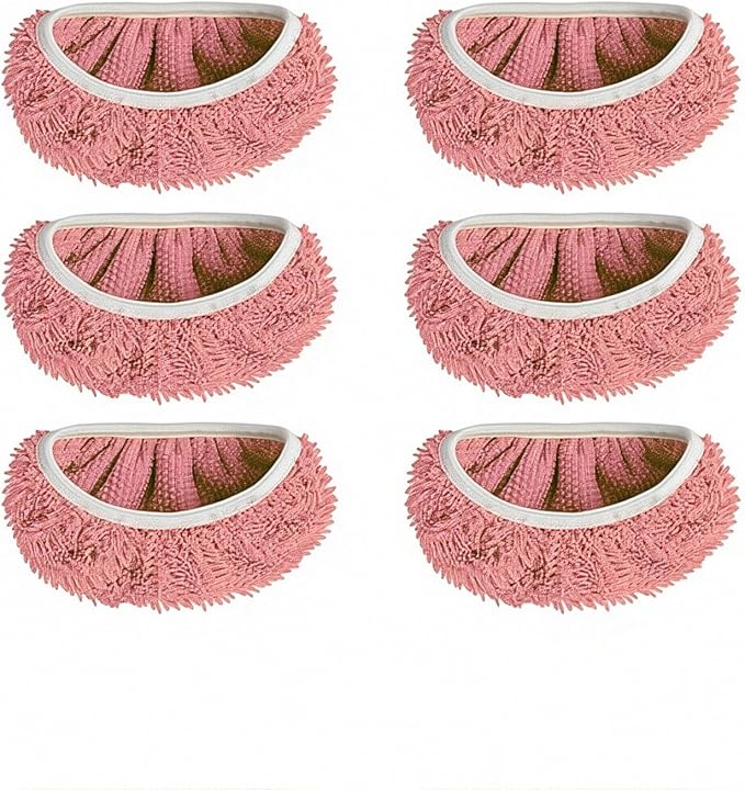 Sakerplus Chenille Mop Refill Pads for Home Use– Replacement Mop Heads for Floor Cleaning,Fits Most Standard Mops, for Hardwood Tile Laminate Floors (Pink 6PCS)