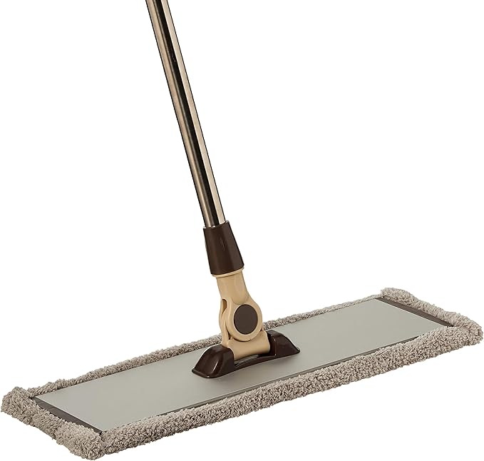 MAYSHINE 18" 360 Spin Microfiber Mop System w/ 2 Premium and 2 Standard Microfiber Pads | Use on Hardwood, Tile, Laminate, Vinyl Wet or Dry | Flat Dust Mop with 67" Extendable Steel Handle
