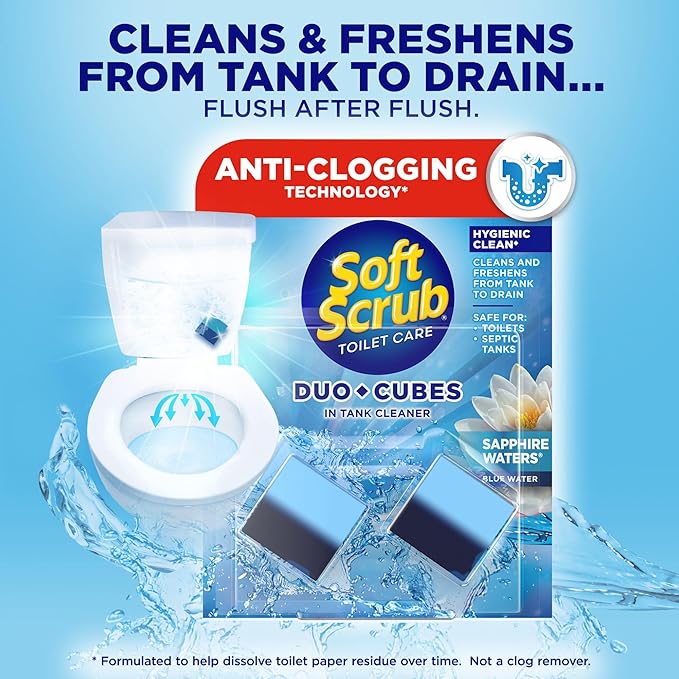 Soft Scrub DuoCubes In-Tank Toilet Cleaner, 2ct, Sapphire Waters (7 Pack)