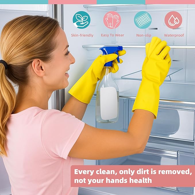 Rubber Cleaning Gloves for Dishwashing-5 Pairs Colorful Reusable Household Cleaning Glove for Washing Dishes and Kitchen Cleaning Non-Slip Grip Dish Gloves for Women Men (Medium)