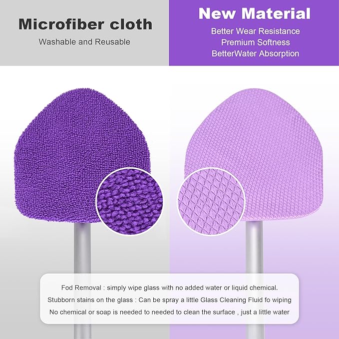 Xindell Window Cleaner Tool – 24inch Car Windshield Cleaner with 4 Microfiber Pads Bonnets Extendable