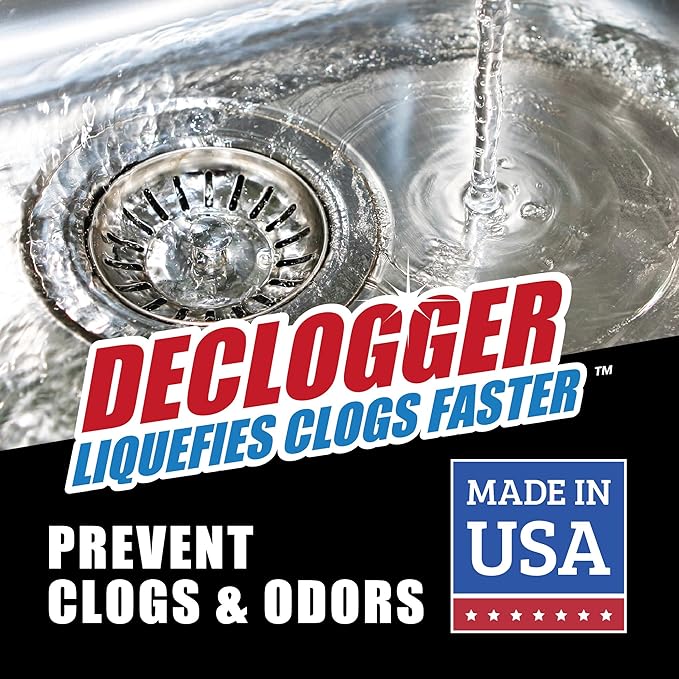 Sani 360° Declogger Dissolves Hair, Soap Scum, Blockage, Toilet Paper. Drain Clog Remover works on Sinks, Shower, Bathtubs, Non-Corrosive, Safe for Pipes and Septic Systems, MADE IN USA (64 FL OZ)