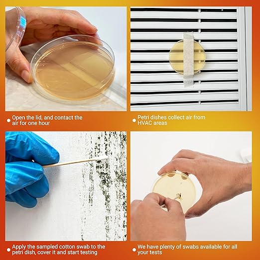 Mold Test Kit for Home Air Quality 30PCS - Mold Toxicity Test for HVAC, at Home Mold Test Kit, Mold Detector for Home Air Quality - Black Mold Testing Kit Air with Guide and Lab Support