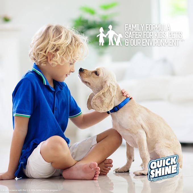 Quick Shine Hardwood Floor Cleaner 64oz, 4Pk| Use in Spray & Vac Mops| Removes Dirt & Scuff Marks| Ready-to-Use, Streak Free, No Rinse| Safer Choice Cleaner| Perfect for Gentle and Effective Cleaning