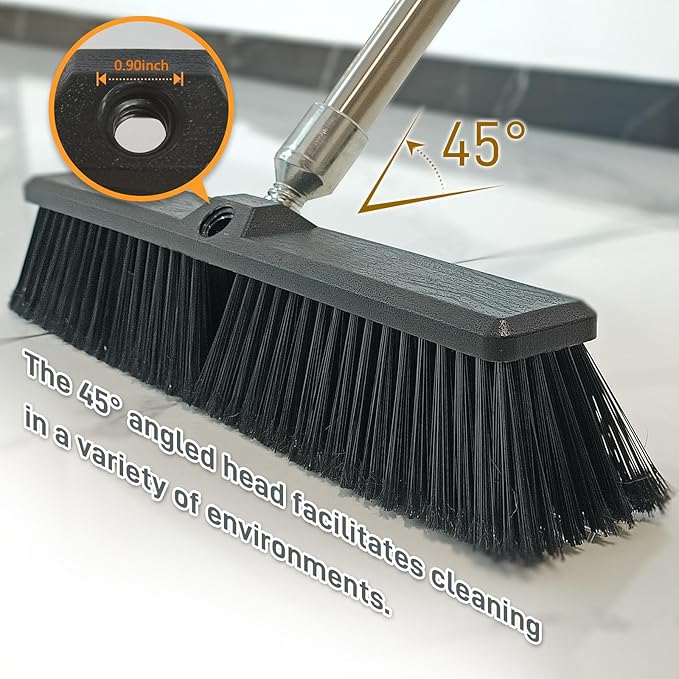 FRAXIR Push Broom Head Outdoor Large Stiff Bristle - Excellent Cleaning Performance- Easy Installation (18 inches)