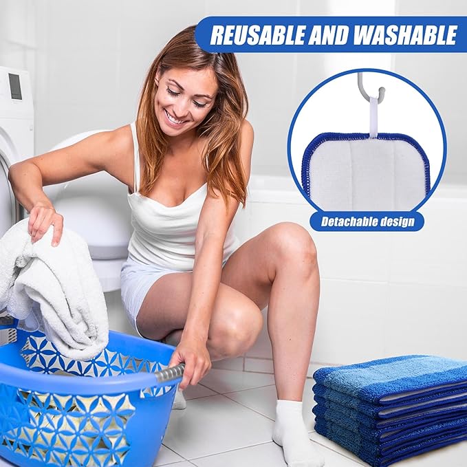 4 Pieces Microfiber Cleaning Pads Compatible with Bona Mop Reusable 18 Inch Replacement Cleaning Pads Washable Refills Replacement Heads for Floor Cleaning