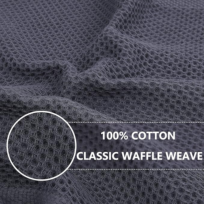 Homaxy 100% Cotton Waffle Weave Kitchen Dish Towels, Ultra Soft Absorbent Quick Drying Cleaning Towel, 13 x 28 Inches, 6-Pack, Mixed Color