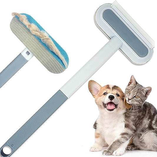 Pet Hair Remover 4-in-1 Reusable Dog Cat Hair Cleaning Removal Brush with Extra Long Handle for Furniture, Carpet, Clothes, Bedding, Floor, Car, Window