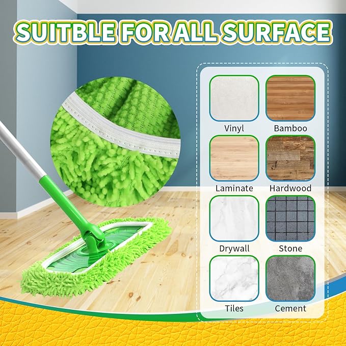 ZHAYAO 6Pcs Reusable Microfiber Mop Pads Compatible with Swiffer Sweeper, Wet and Dry Flat mop Cover, Replacement Sweeping Mopping pad Refills for Surface/Hardwood Floor Cleaning