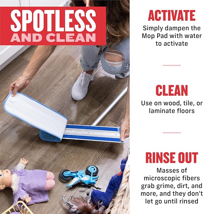 E-Cloth Deep Clean Mop, Microfiber Mop, Perfect Floor Cleaner for Hardwood, Laminate, Tile and Stone Flooring, Washable and Reusable, 100 Wash Promise