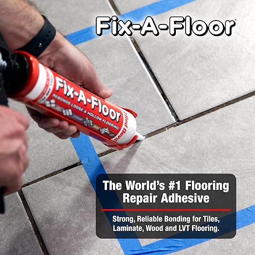 The Original Fix-A-Floor Loose Tile Repair Adhesive - Tile, Porcelain, Ceramic, Marble, Stone & Wood. Custom Tip for All Grout Sizes – 10.1 oz. *for Best Results Use The Proven Power of a Caulk Gun*