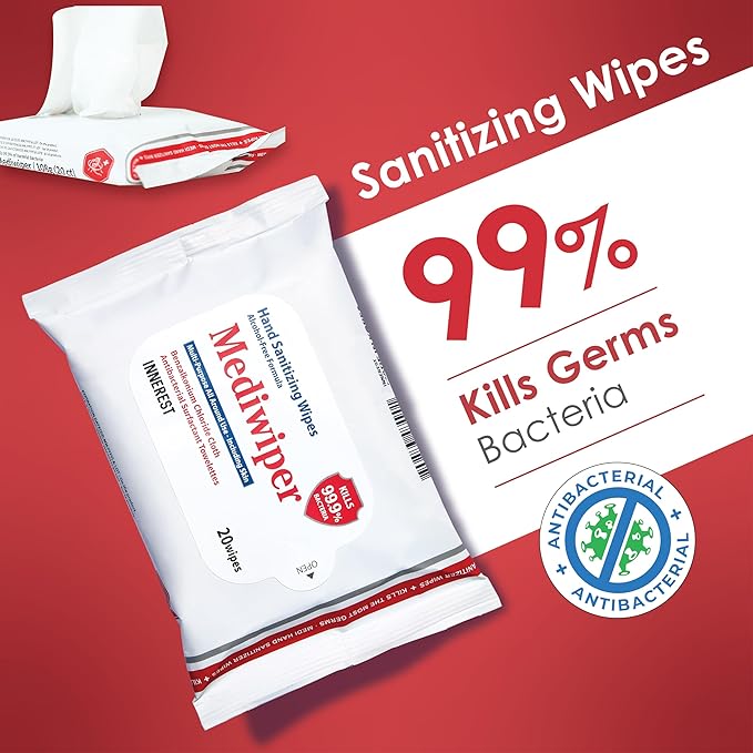 MEDIWIPER 80ct Alcohol-Free Hand Sanitizing Wipes Unscnted Wet Wipe, Hand Sanitizer (320 Wipes (80 * 4))