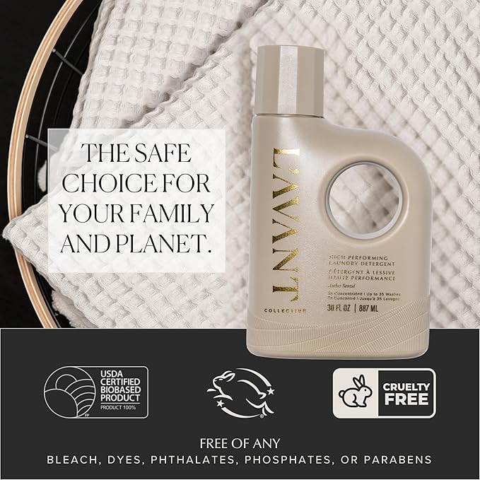 L'avant Collective High Performing Laundry Detergent Soap - Luxury Deep Cleaning & Powerful Odor Defense Ultra Concentrated Professional Wash 32 Oz (Ambre Santal)