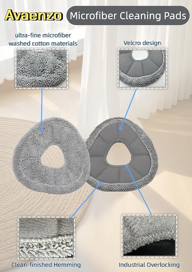 Avaenzo 8 Pack Replacement Mop Pads Compatible with Narwal Freo X Z Ultra Z10 Freo Pro J3 J4 YJCC012 YJCC015 Microfiber Resuable Mop Cloth Robot Vacuum Cleaner Accessories, White and Grey