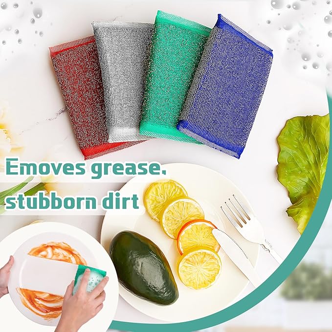 Thyle 36 Pack Steel Scrub Sponges for Dishes Non Scratch Scouring Multi Use Metal Scrubber Heavy Duty Dish Wash Kitchen Sponge for Pot Dish Washing Hard Surface Cleaning (Multicolored)