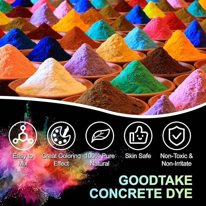GOODTAKE Concrete Pigment, Black Iron Oxide Pigment Powder, Concrete Cement Dye Color Pigment for Pastel Tile Paint Concrete Cement Mortar Grout (Black, 4 oz)