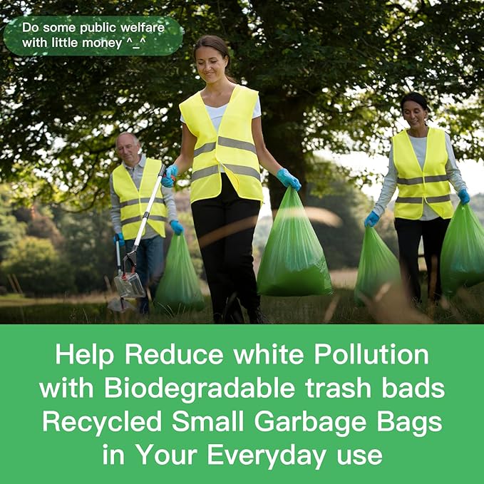 4 Gallon Small Biodegradable Trash Bags - Inwaysin 4 Rolls 100 Count Clear Green Garbage Bag Unscented Bulk Strong Thick Compostable Waste Basket Liners for Kitchen Office Car Pet