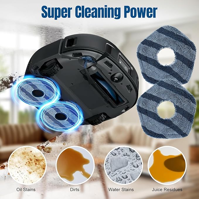 Chuancheng 6 Pack Reusable Mop Pads for EU-fy X10 Pro Omni for EU-fy X9 Pro Robot Vacuums, Replacement Washable Mopping Cloth Mop Pads