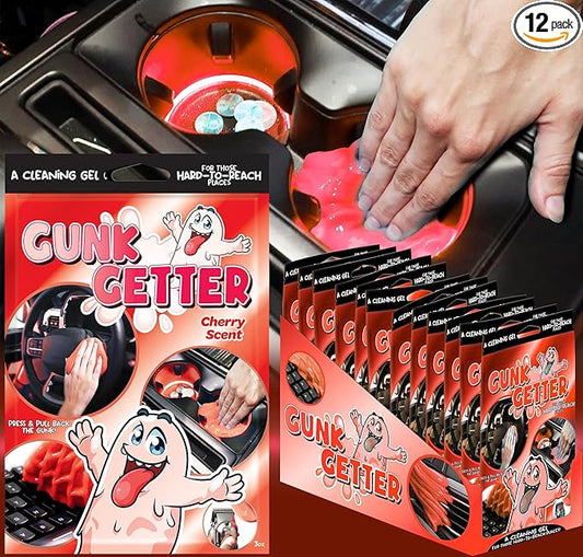 Cleaning Gel for Those Hard to Reach Places, Automotive Cup Holder Electronic Keyboard Office, Slime Gel Cleaner Dust Crumb Removal (Cherry, 12 Pack)