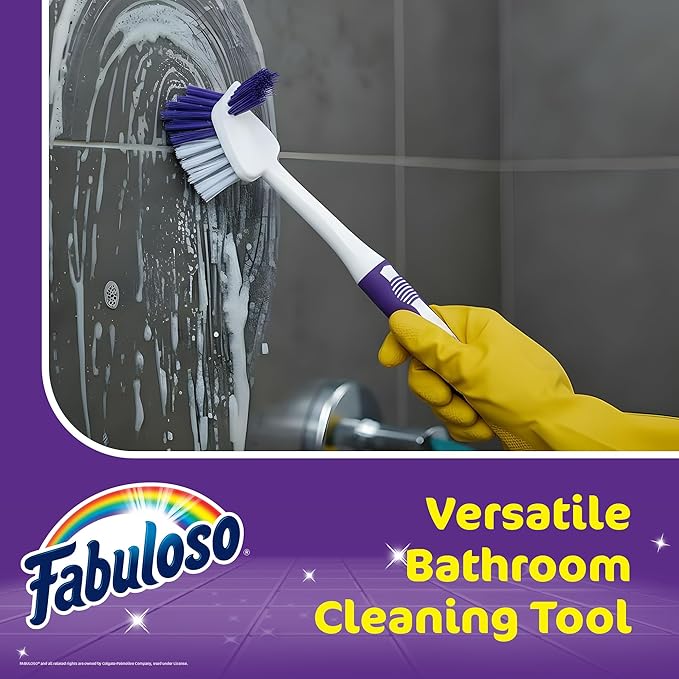 Fabuloso Tile Brush with Spot Scrubber – Bathroom Cleaning Brush with Medium Bristles, Shower Scrubber, and Hanging Hole