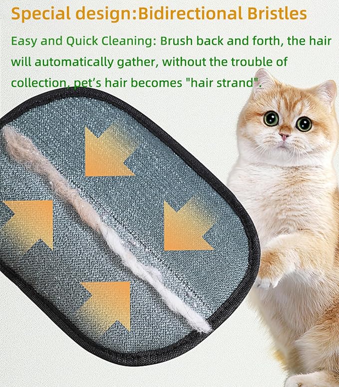 Cat Dog Pet Electrostatic Hair Removal Gloves,Upgraded in 2025,Hair Brush,Washable,Reusable,For Clothes, Sofa,Carpet,Car Seat
