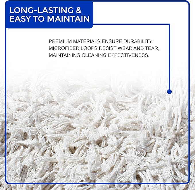Nine Forty 18" Premium Cotton Dust Mop Kit - Heavy Duty Mop Head with Handle for Industrial, Commercial, and Residential Cleaning - Dry Floor Duster for Hardwood Surfaces - White