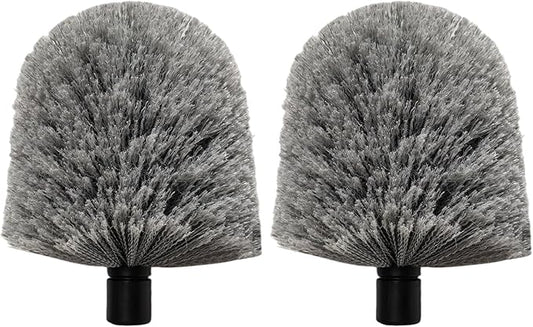 2 Pack Twist-On Cobweb Duster Head, Fits Standard 3/4 inch Threaded Poles, Attachment Spider Web Duster for Outdoor & Indoor Cleaning (Grey)