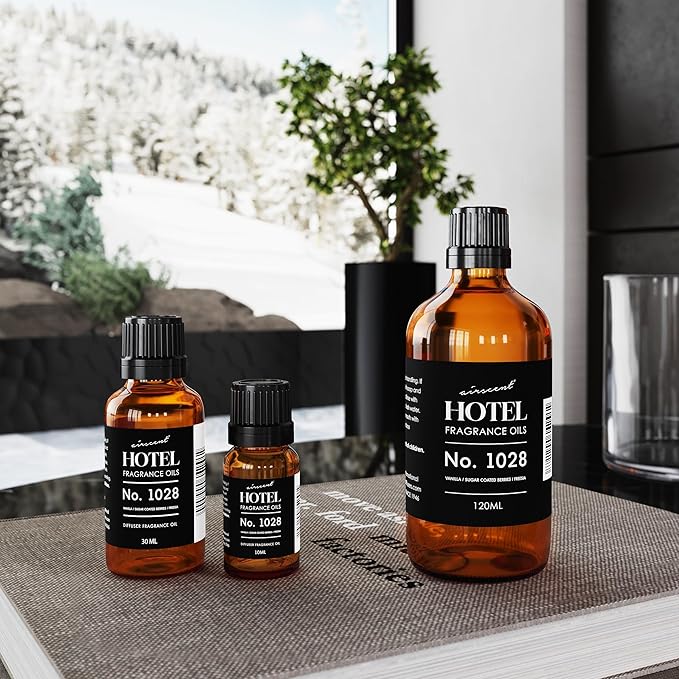 AirScent Hotel Diffuser Oil No. 1028 Inspired by The Seamless Hotel Scent - Premium Fragrance Oil for Ultrasonic and Waterless Diffusers and Crafting - 10 mL, .34 fl oz Glass Bottle with Dropper