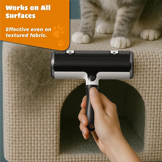 Tailio Pet Hair Remover and Reusable Lint Roller - Cat and Dog Hair Remover for Couch, Furniture, Carpet, Clothing and Bedding - Portable, Multi-Surface Fur Removal Tool (Gray)