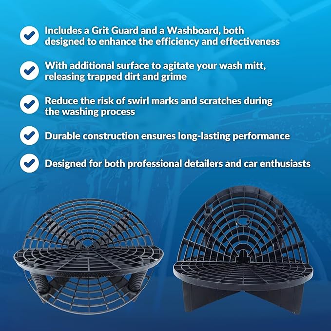 Grit Guard The Original Bucket Insert with Washboard Combo | Removes Dirt from Wash Mitt for Detailing | Car Wash Bucket Insert & Washboard | Red/Black