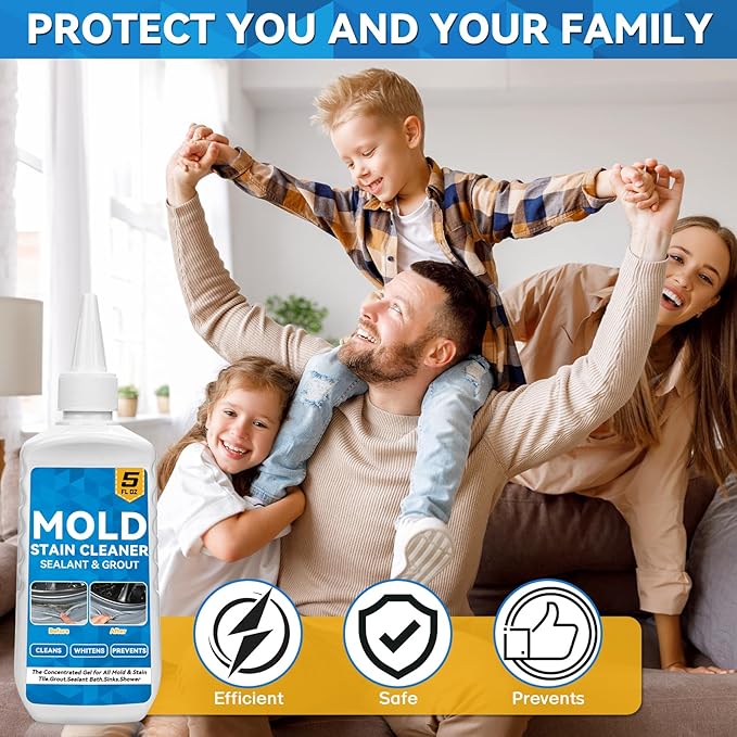Washing Machine Cleaner Gel, Mold Stain Cleaning Gel with Brush, Highly Effective in Penetration Household Grout Cleaner for Fridge, Bathroom, Shower, Front Load Washer, Tile Bathtub (5.29Fl Oz)