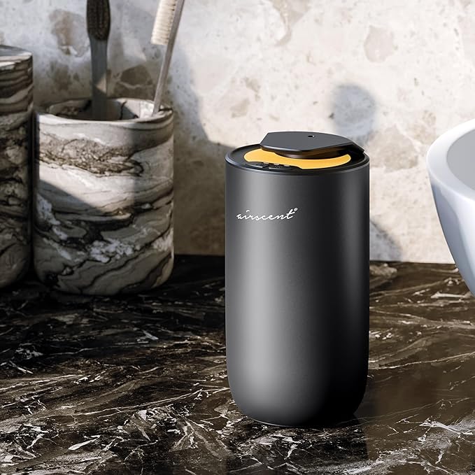 The AirScent Mini Waterless Diffuser for for Homes, Offices, Spas and Hotels - Titanium Black Finish - Fragrance Oil Aromatherapy Diffuser for Aesthetic Scenting -15 mL Capacity - Night Light Feature