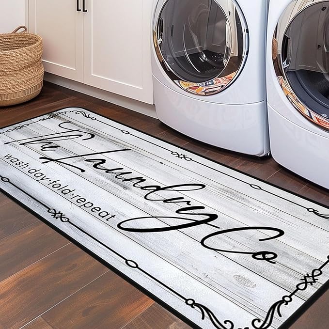 Laundry Room Rug Runner 20"X59" Non Slip Farmhouse Mats Organization and Washable Floor Long Rugs for Laundry Room Accessories Mudroom Kitchen Bathroom Area Rugs Decor