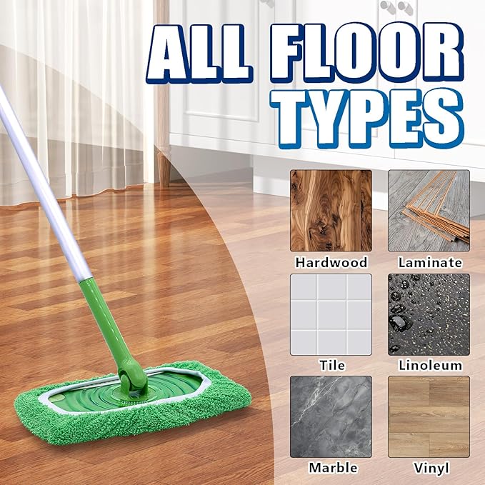 RuannoClean Reusable Mop Pads Compatible with Swiffer Sweeper Mop, Washable Wet Mop Pads Refills, Dry Sweeping Cloths, Microfiber Mops for Floor Cleaning -6 Pack
