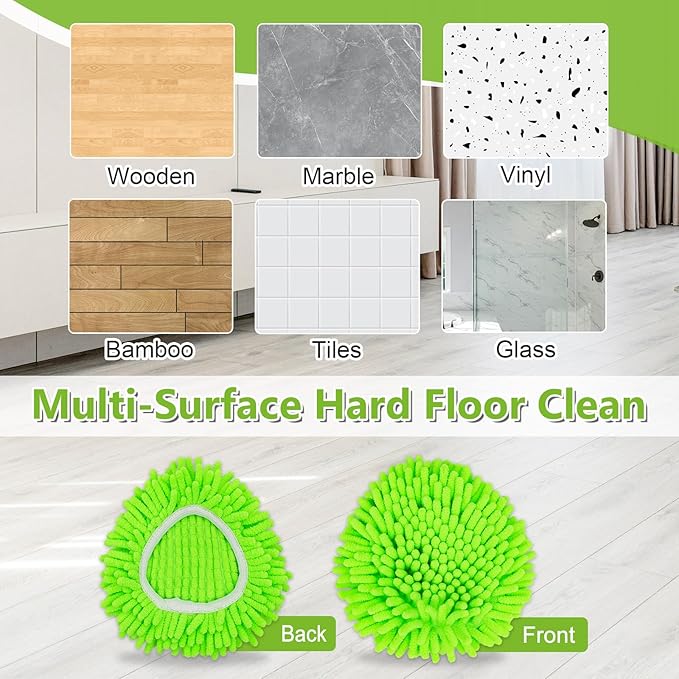 Mop Heads Replacements,Mop Replace Heads Compatible with Ocedar RinseClean 2-Tank Spin Mop,Reusable Mop Head for Wet/Dry,3 Pack Chenille&Microfiber Dust Mop Refills for Multi-Surface Floor Cleaning