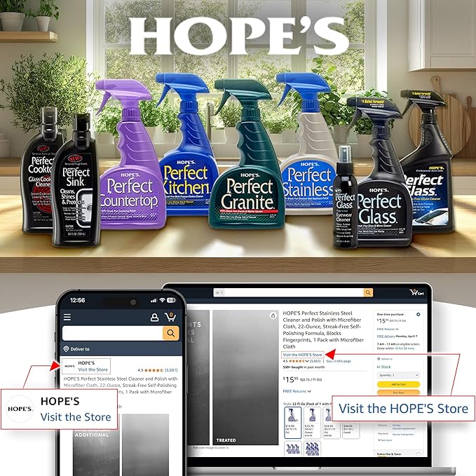 HOPE'S Perfect Cooktop Glass and Ceramic Cooktop and Stove Top Cleaner, Fast Acting and Removes Burnt on Stains from Glass Ceramic Smooth Top Ranges with its No Rinse Formula, 10.6 Oz, Pack of 2