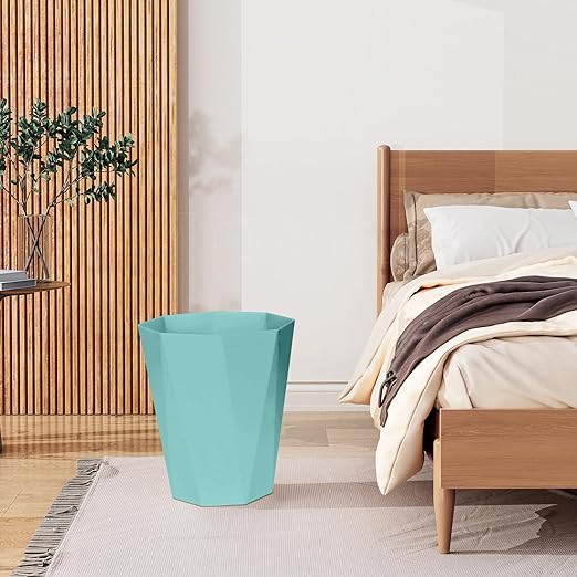 Plastic Trash Can - Waste basketbin for Office,Home,Bathroom,Kitchen - 1.8 Gallon - Green