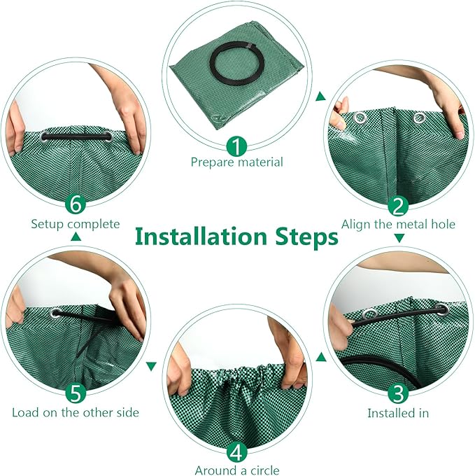 6 Pack 72 Gallons Reusable Garden Waste Bags with Coated Gloves, Heavy Duty Leaf Bags 4 Handles Lawn Yard Bags for Loading Leaf,Trash,Yard Waste Bags (H30" X D26")