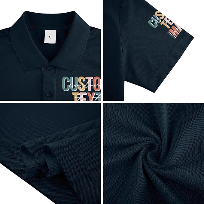 Personalised Polo Shirt Custom Work Shirts for Men Women Printed Text or Logo Working Top, Casual Wear, and Sports Teams