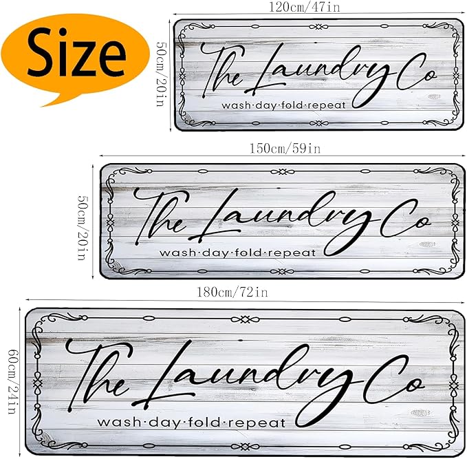 Laundry Room Rug Runner 20"X59" Non Slip Farmhouse Mats Organization and Washable Floor Long Rugs for Laundry Room Accessories Mudroom Kitchen Bathroom Area Rugs Decor