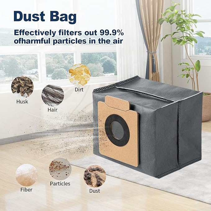23 Pack X10 Accessories Kit Replacement Compatible with Eufy X10 Pro Omni Vacuum, 1 Main Brush, 4 Mop Cloth Pads, 6 Side Brushes, 4 HEPA Filters, 6 Dust Bags, 1 Cleaning Tools, 1 Screwdriver