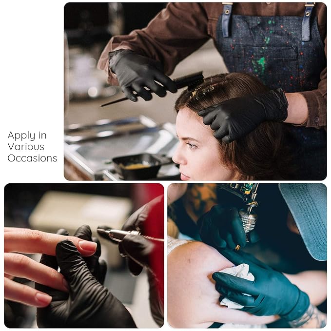 Segbeauty 20 Counts Reusable Black Dye Gloves, Powder Free Rubber Latex Gloves Professional Hair Coloring Accessories for Salon Highlighting, House Cleaning (Small)