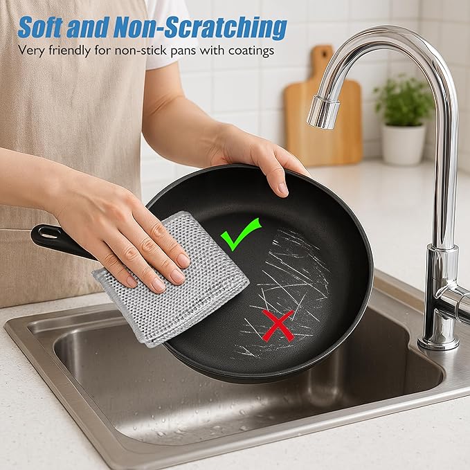 80pcs Non Scratch Wire Dishcloth, Multipurpose Wire Dishwashing Rags for Wet and Dry, Reusable Stainless Steel Cleaning Cloth, Kitchen Metal Dish Cloths for Washing Dishes Sinks, Dishes, Stove Top