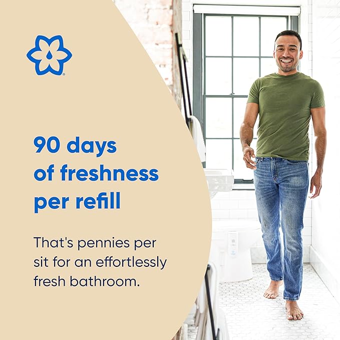 LooLoo 3.0 Touch Free Toilet Freshener Automatic Air Freshener Spray for Bathroom Starter Kit with Light and Toilet Deodorizer, Bathroom Spray Odor Eliminator - Warm Teakwood