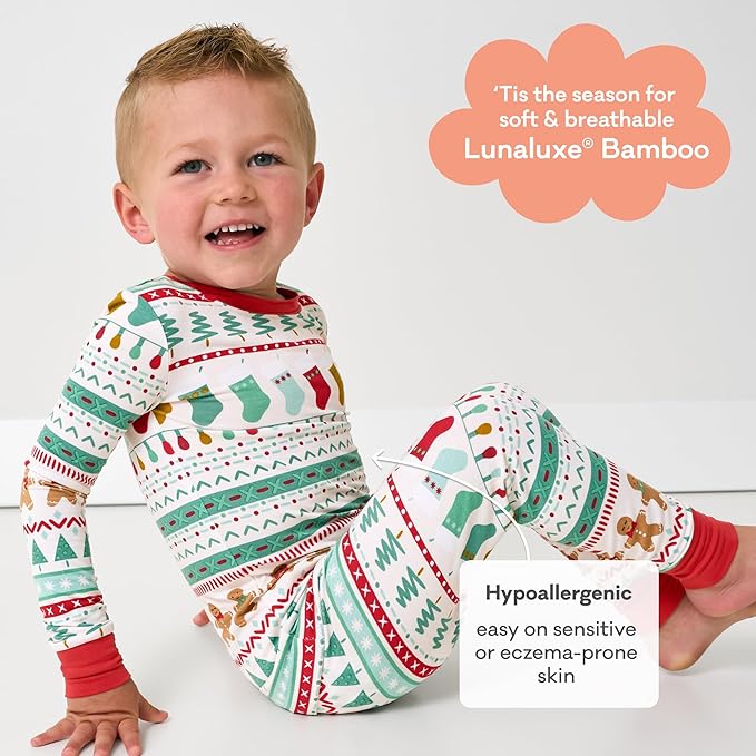 Little Sleepies Two-Piece Pajama Set for Boys & Girls, Soft Viscose from Bamboo Toddler Pajamas for Kids, Family Matching PJs