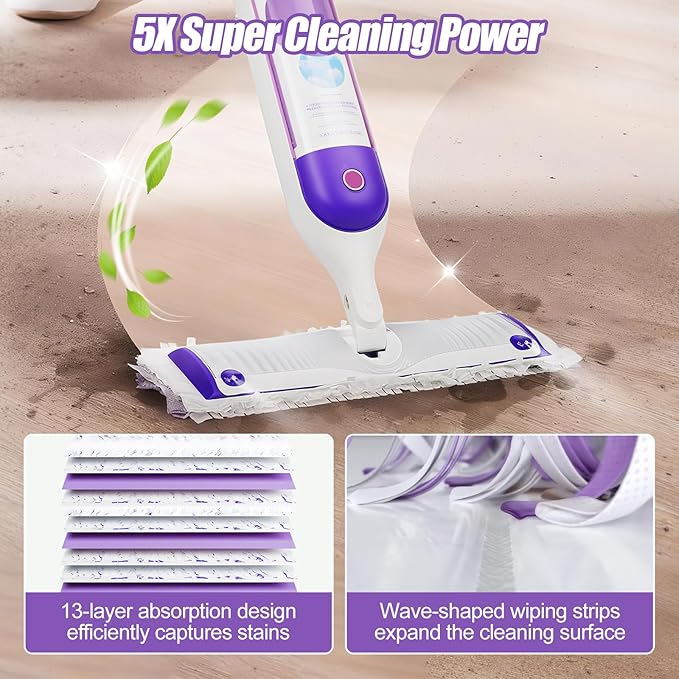 32 Count Disposable Power Mop Pads Compatible with Swiffer PowerMop, Multi-Surface Mopping Pad Refills for Floor Cleaning