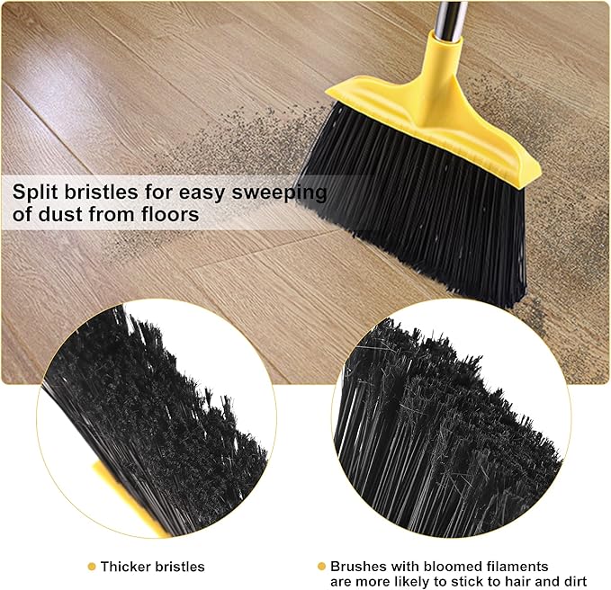 FRAXIR 3 Pack Outdoor Heavy Duty Broom 59 Inch - Commercial Grade for Patio, Garage, Restaurant, Lobby, Mall, Market, Office, Kitchen, Driveway, and Warehouse Cleanup