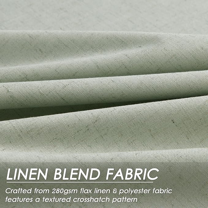 Mist Sage Linen Blackout Curtains 120 Inches Long Back Tab Thermal Insulated Extra Long 10 FT Cooling Noise Cancelling Full Shading 2 Panels Set for Bedroom Modern Urban Curtains Drapes 52x120